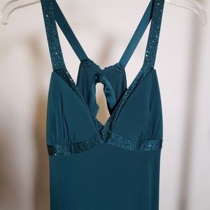 Laundry by Shelli Segal turquoise gown beaded sz 8